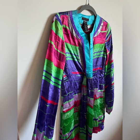 Custo Barcelona SILK Belted Waist Multicolored Dress - Picture 7 of 8